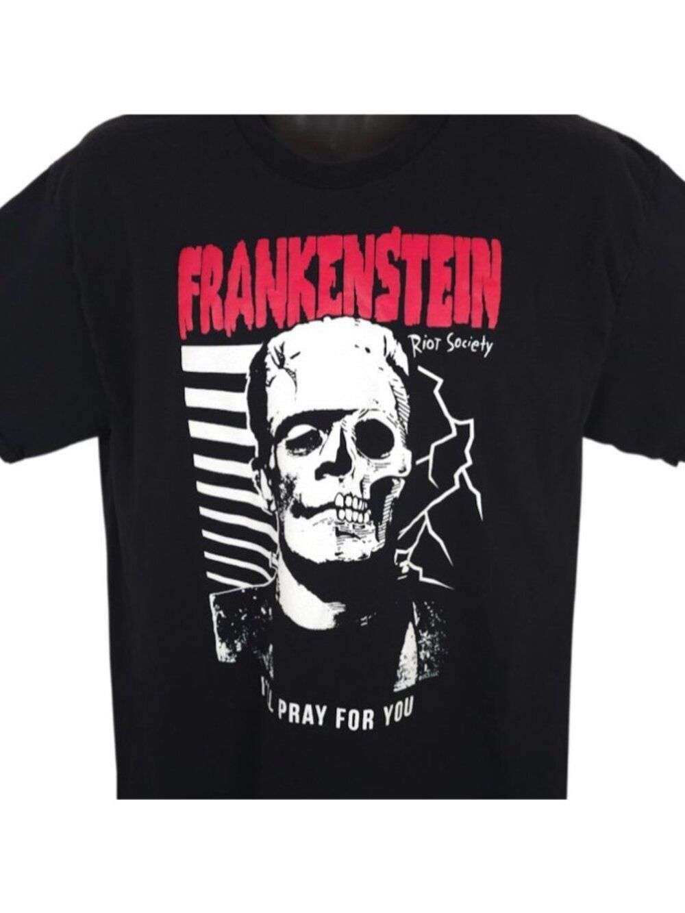 Frankenstein T Shirt Mens Size Large Black Ill Pray For You Riot Society USA